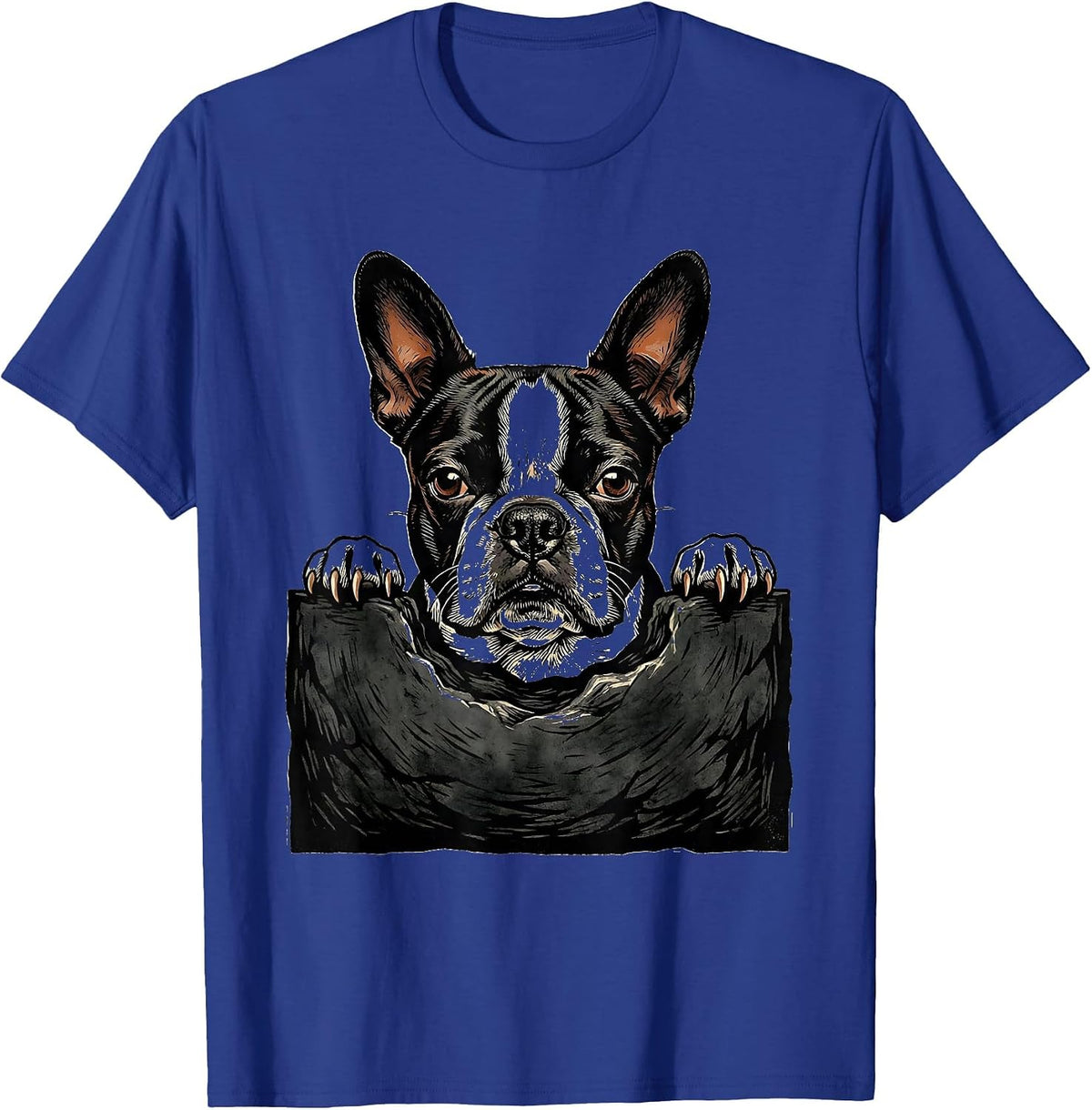 Boston Terrier Pocket Pup Cozy Small Breed Puppy Lover T-Shirt - Royal Blue