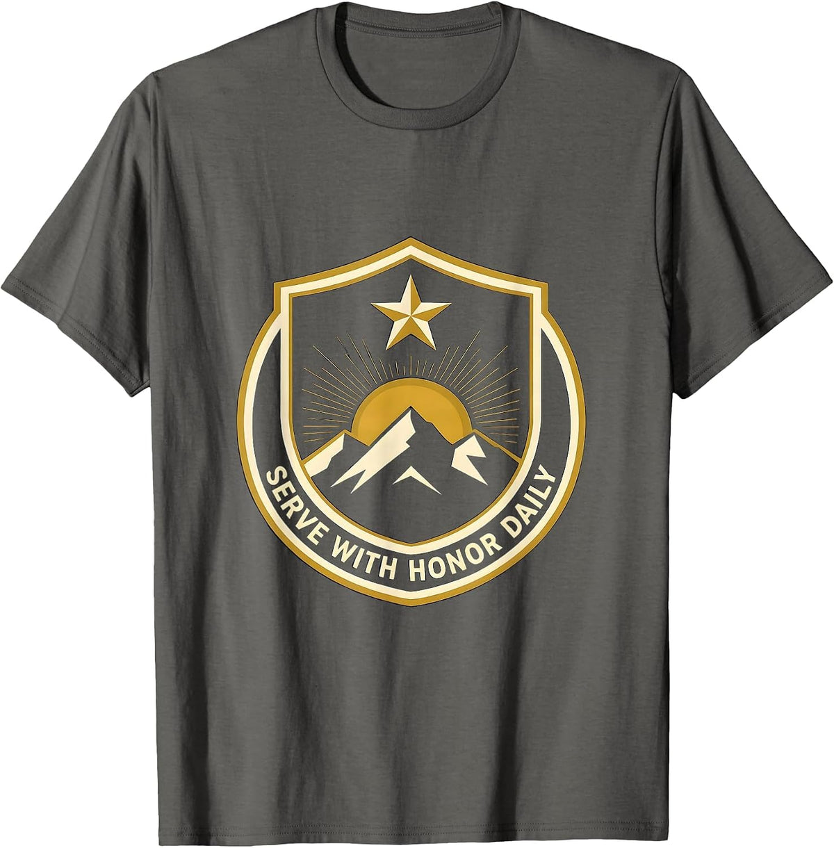 Men's Serve With Honor Daily Police Design T-Shirt - Asphalt Grey
