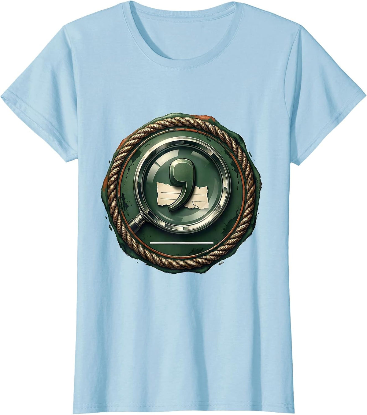 Vintage Grammar Teacher Punctuation Seal Badge T-Shirt - Baby Blue