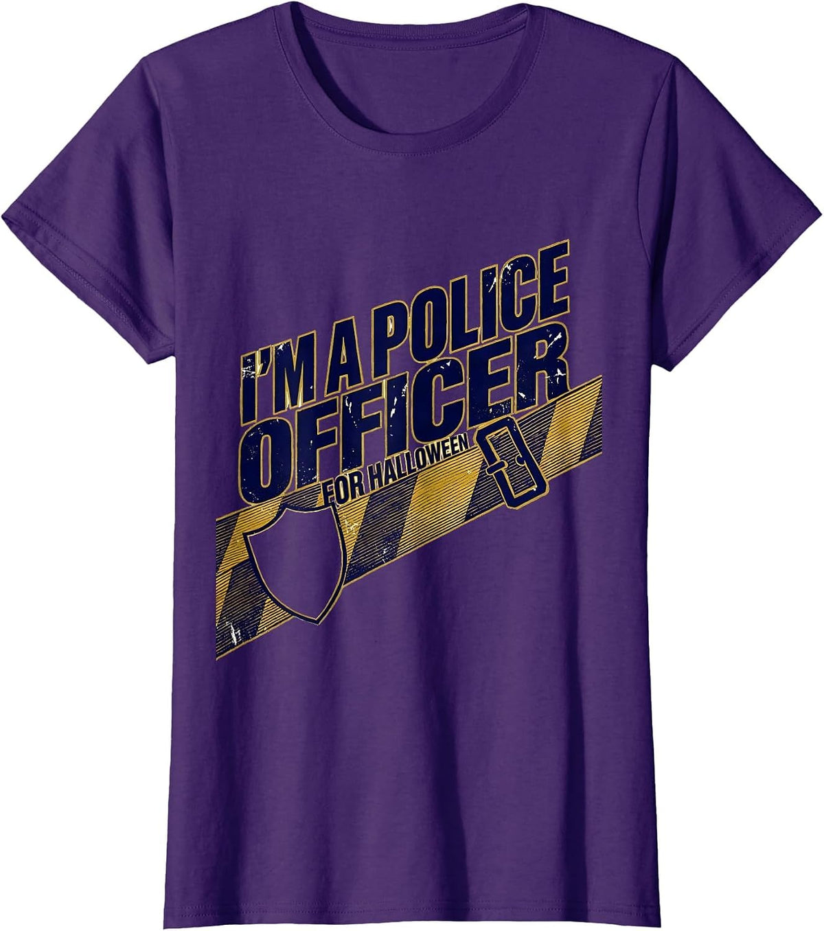 I'm A Police Officer For Halloween Costume Novelty Police T-Shirt, Women, Purple, Small - As Pictured
