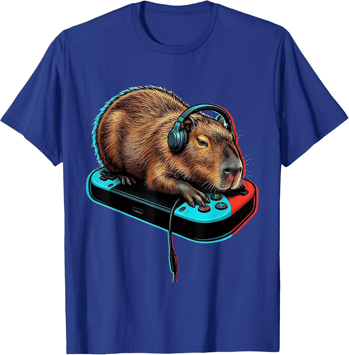 Men's Capybara Gamer Pop Art Bruh Meme Humor T-Shirt - Royal Blue
