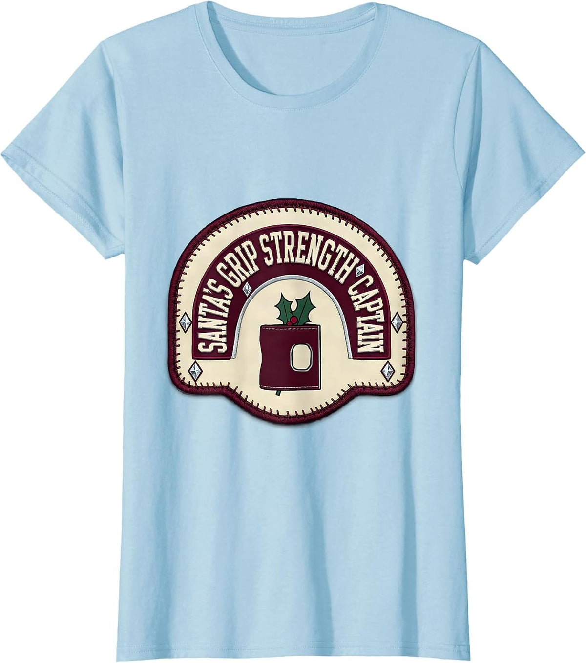 Women's Santa's Grip Strength Captain Occupational Therapy Christmas T-Shirt - Baby Blue