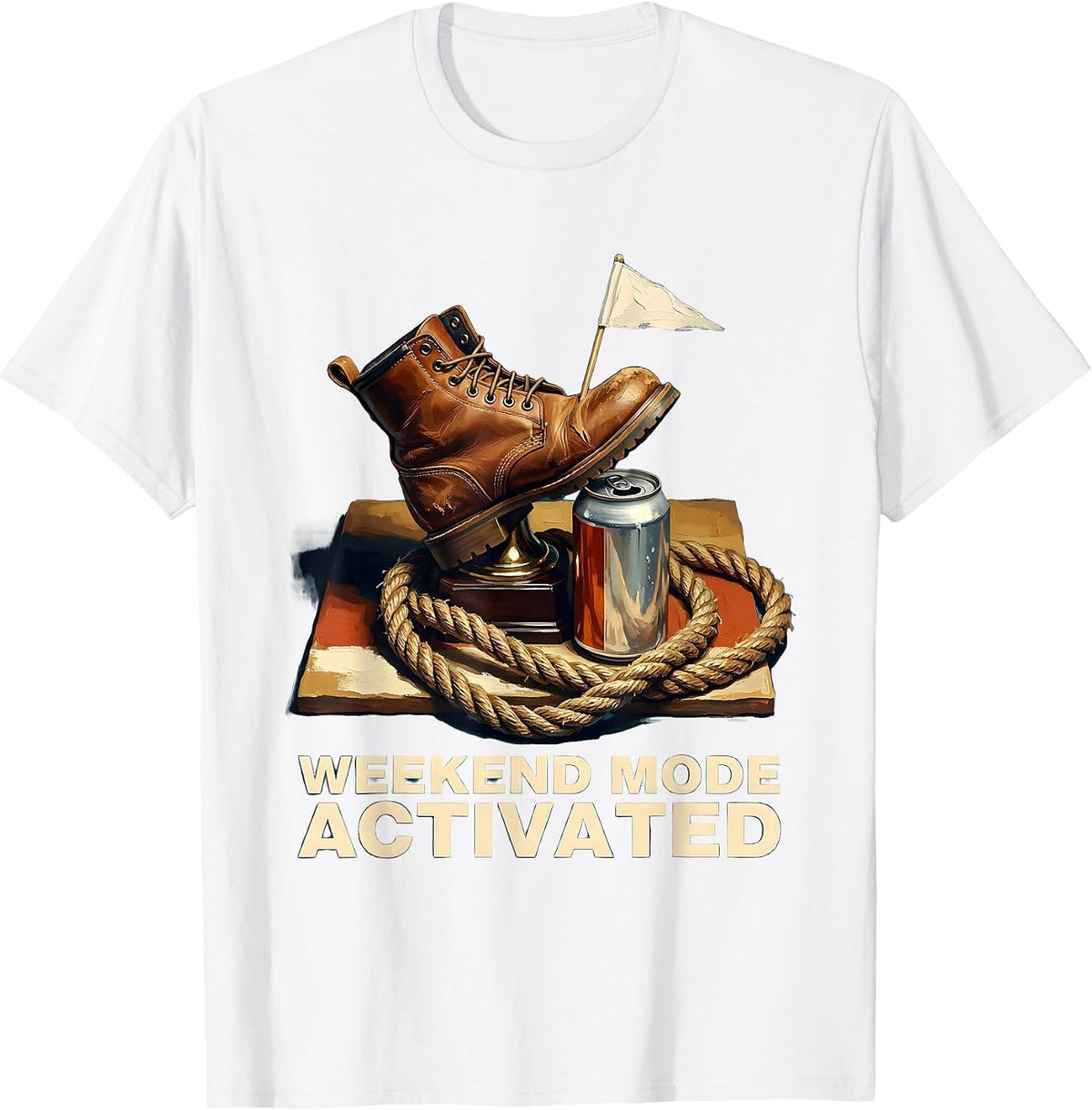Weekend Mode Activated Labor Day Graphic T-Shirt, Men, White, 3X-Large - As Pictured