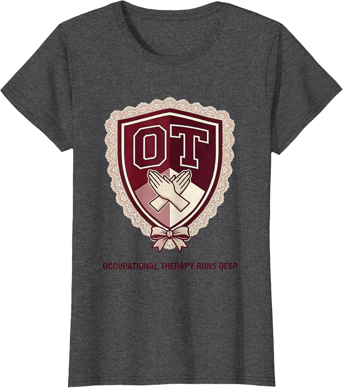 Women's Occupational Therapy Runs Deep OT Pride Design T-Shirt - Dark Heather Grey