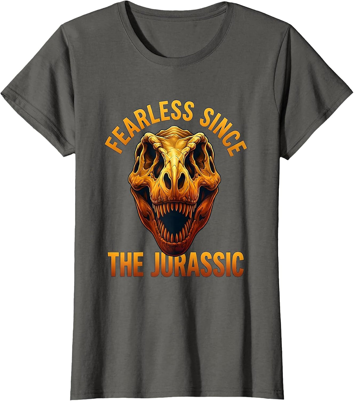 Women's Fearless Since the Jurassic Dinosaur Design T-Shirt - Asphalt Grey
