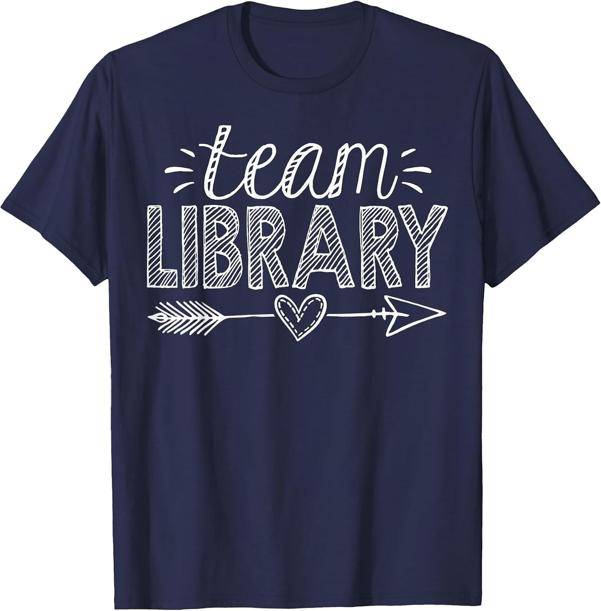 Team Library Tee Teacher Student Back to School T-Shirt - Navy Blue