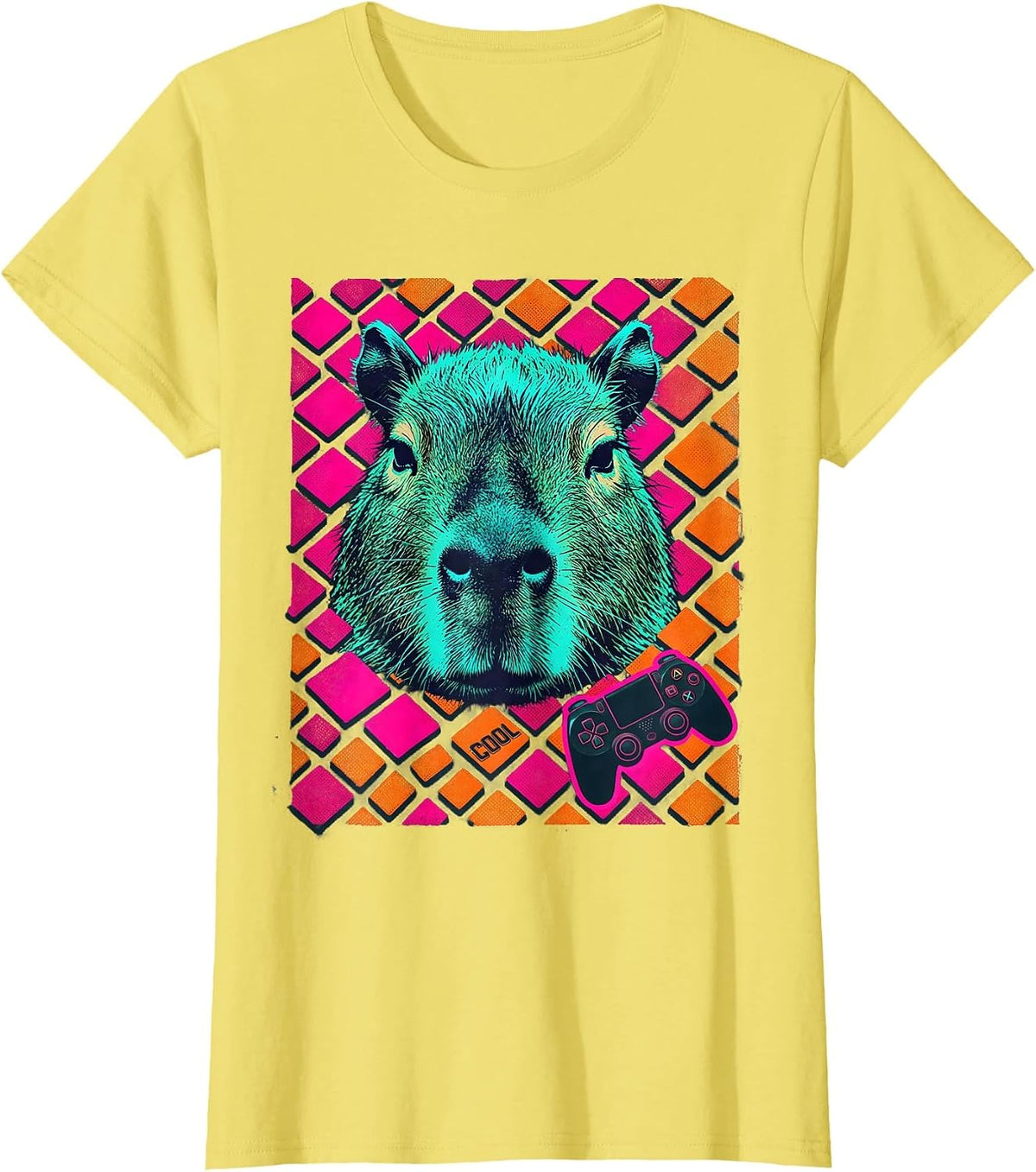 Women's cool Funny Capybara Gamer Meme Humor Video Games T-Shirt - Lemon Yellow