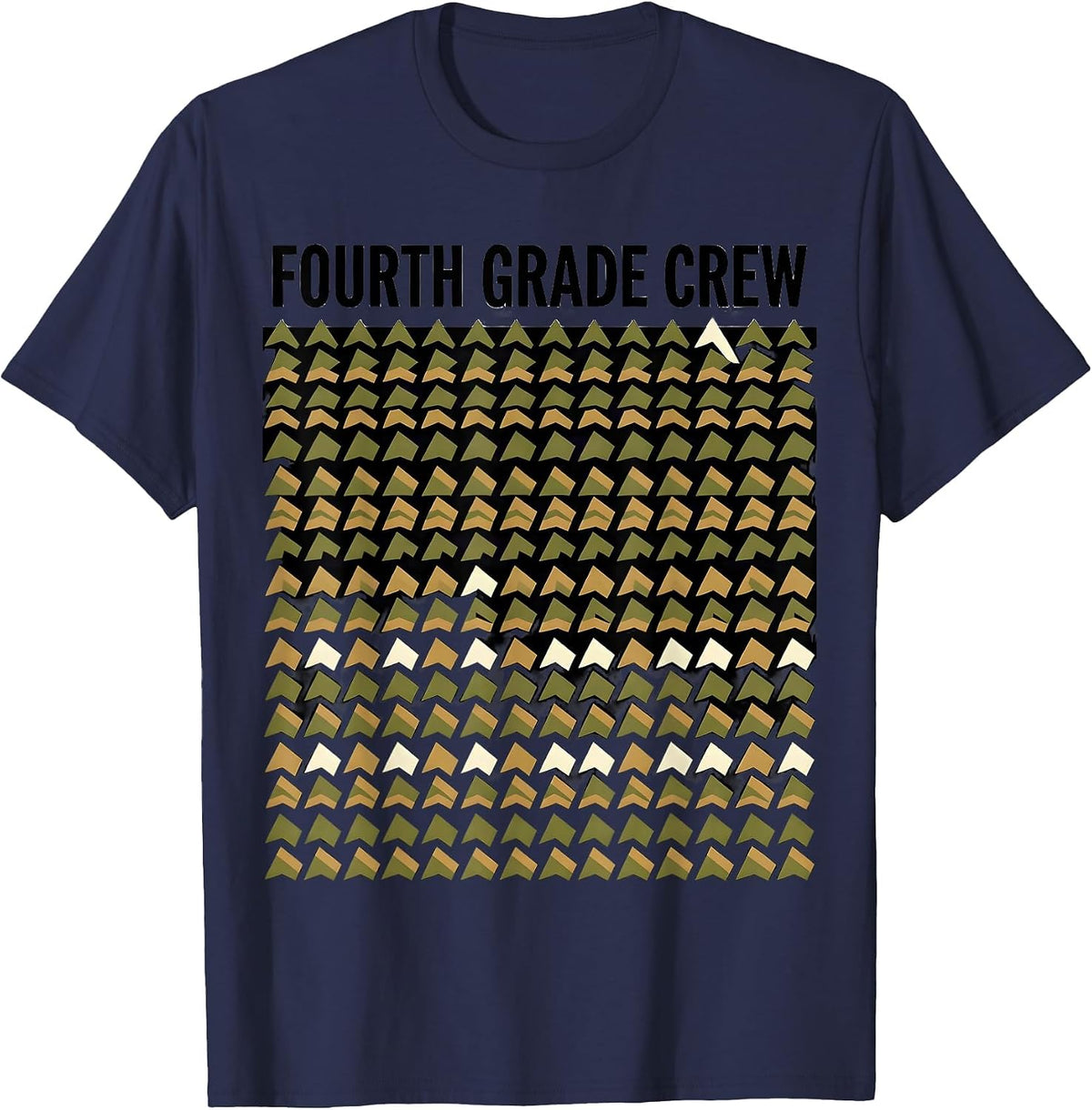 Men's Fourth Grade Crew Camo Back To School Boys Teachers T-Shirt - Navy Blue
