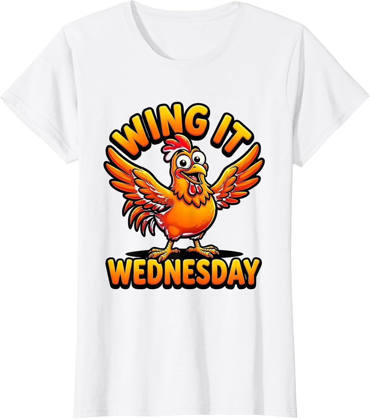 Wing It Wednesday Funny Chicken Design T-Shirt - White