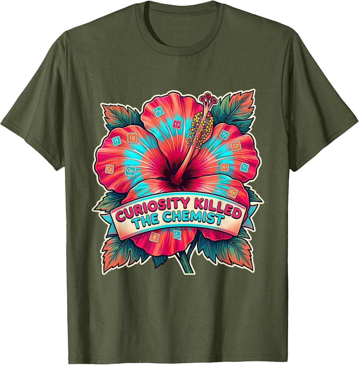 Men's Can I Lick It Periodic Table Chemist Design T-Shirt - Olive Green