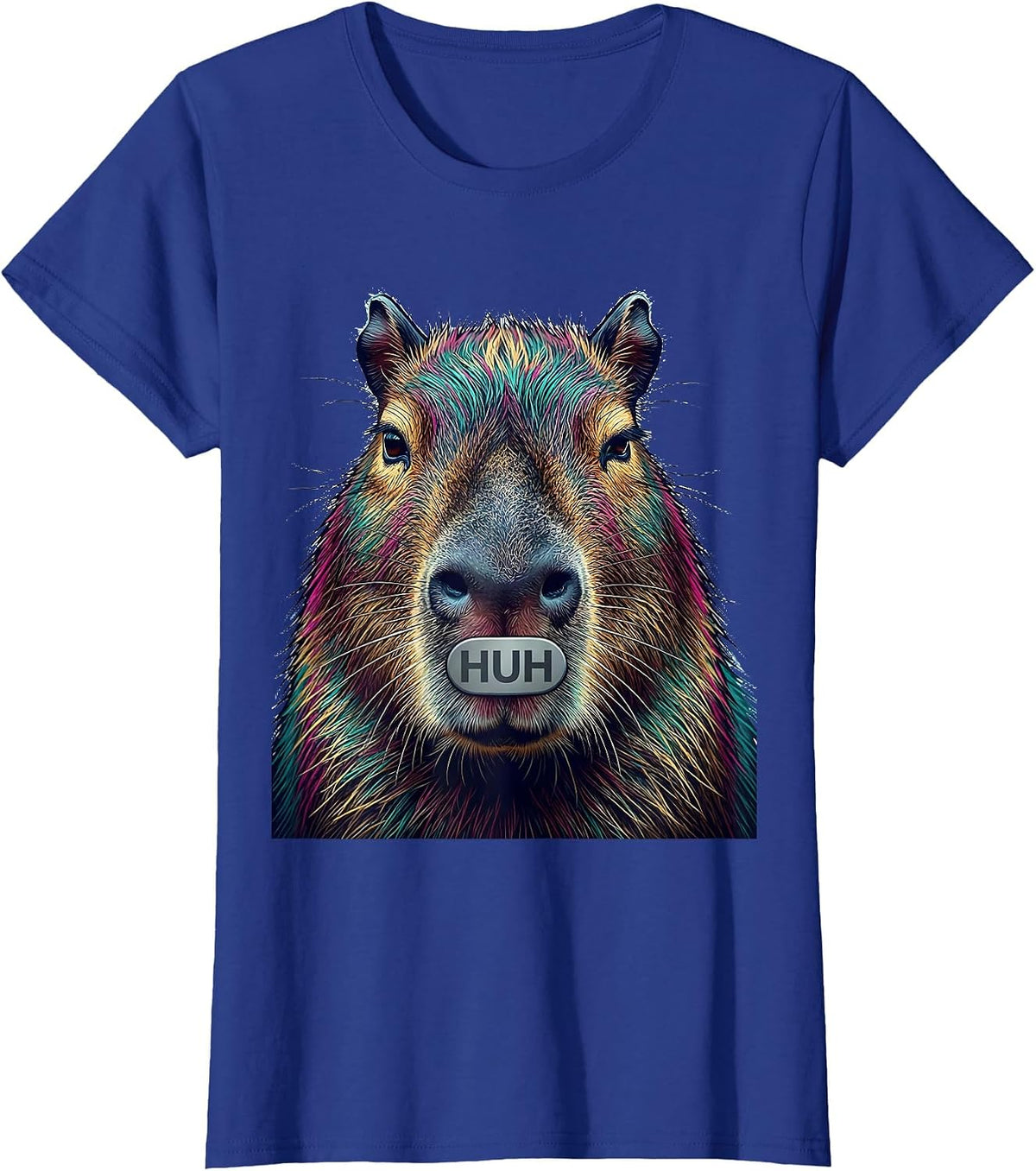 Women's Huh Funny Capybara Meme Animal Humor T-Shirt - Royal Blue