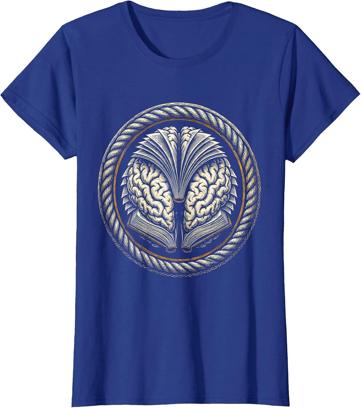 Women's English Teacher Brain Book Illustration T-Shirt - Royal Blue