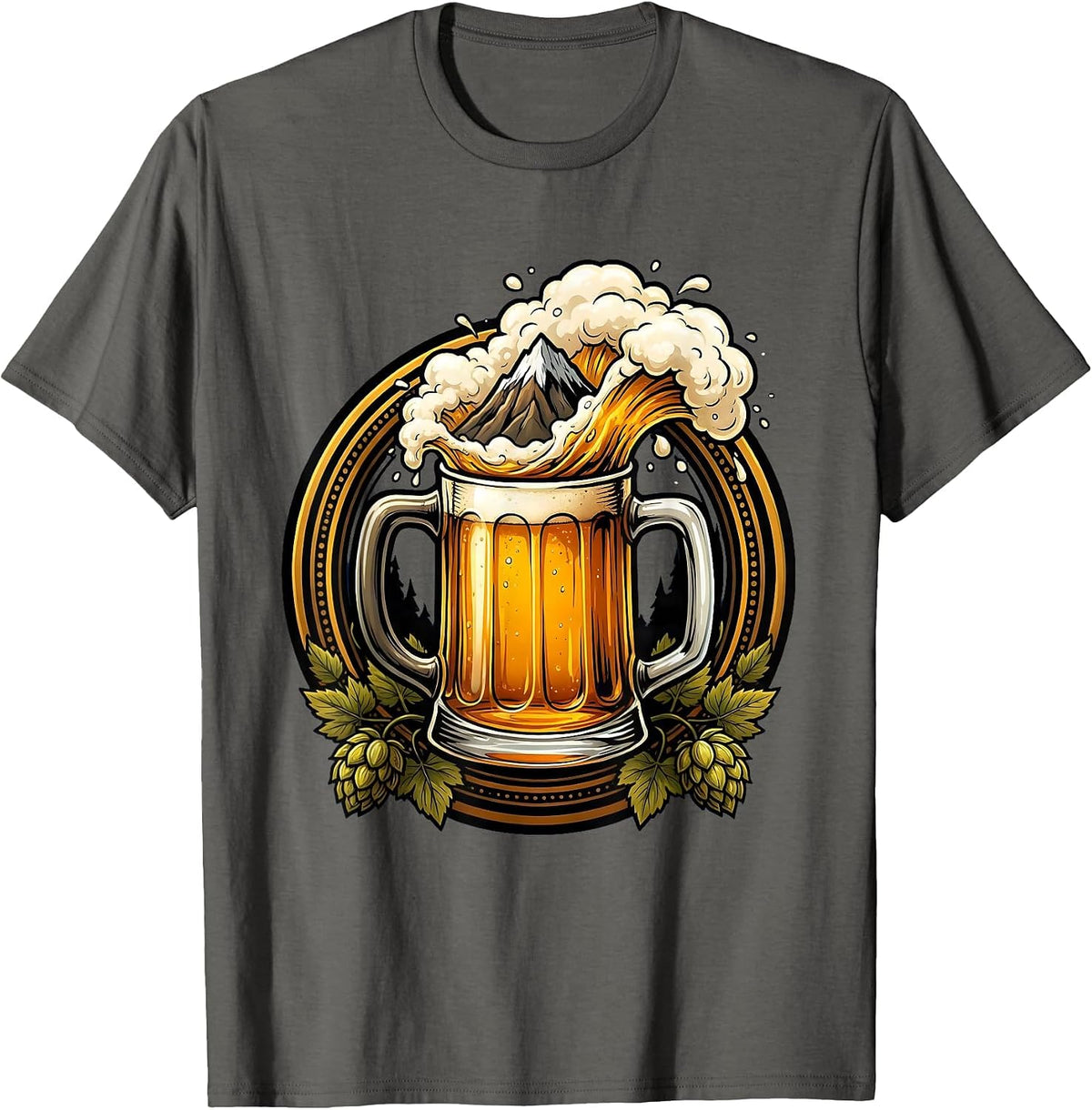 Men's Frosty Overflowing Beer Mug Graphic T-Shirt - Asphalt Grey