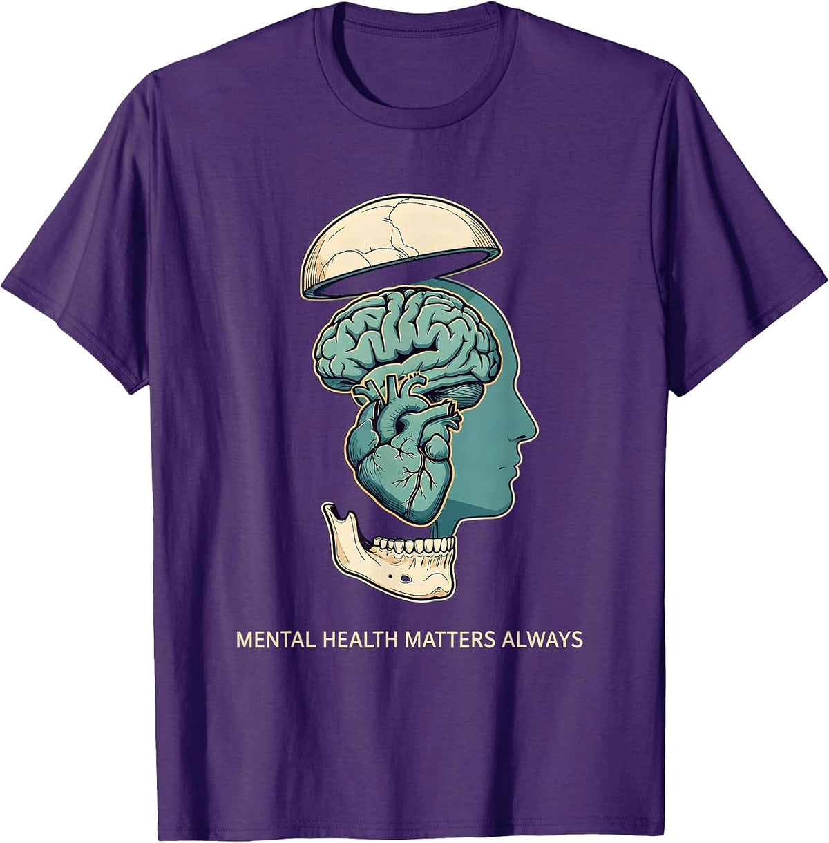 Men's Mental Health Matters Always Awareness Design T-Shirt - Purple