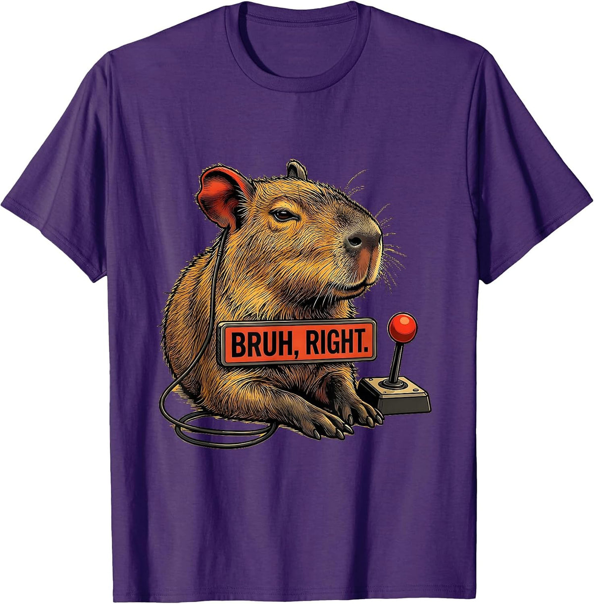 Bruh Right Funny Capybara Gamer Meme Humor T-Shirt - Purple