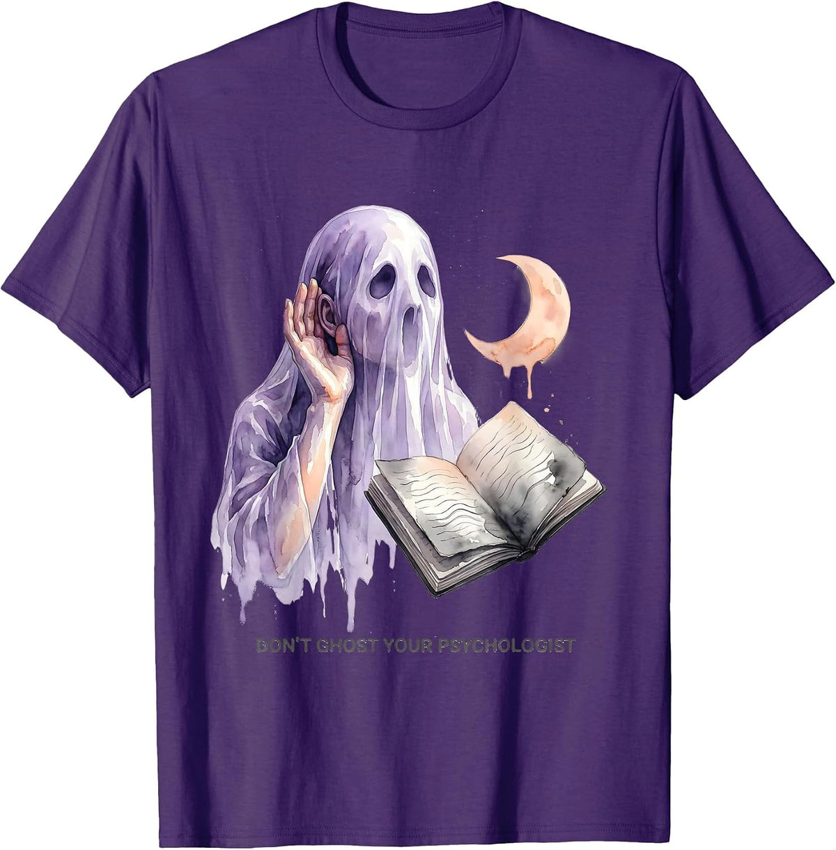 Don't Ghost Your Psychologist Watercolor Ghost Mental Health T-Shirt - Purple