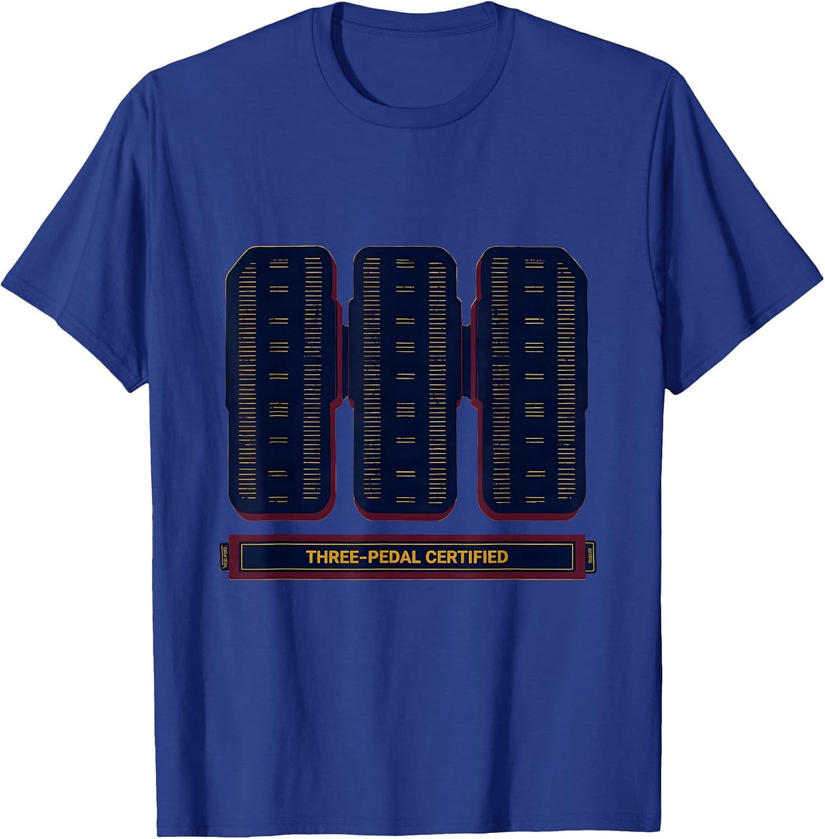Three-Pedal Certified Manual Transmission Car Enthusiast T-Shirt - Royal Blue