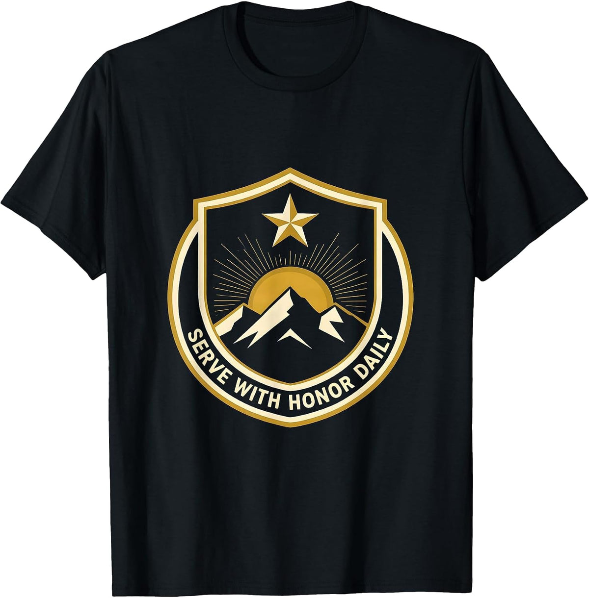 Men's Serve With Honor Daily Police Design T-Shirt - Black