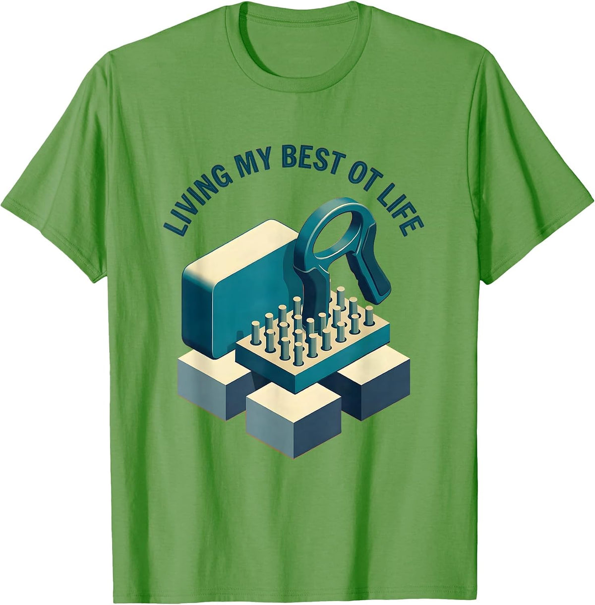 Men's Living My Best OT Life Occupational Therapy Design T-Shirt - Grass Green