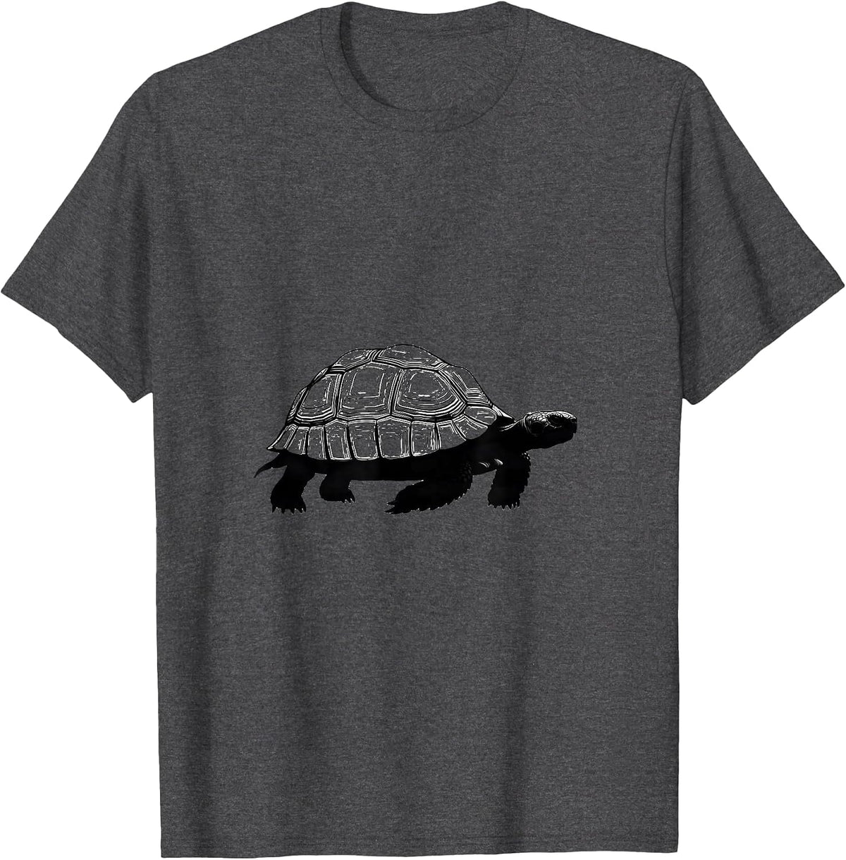 Minimalist Tortoise Outline Funny Turtle Lover Gift T-Shirt - Dark Heather Grey