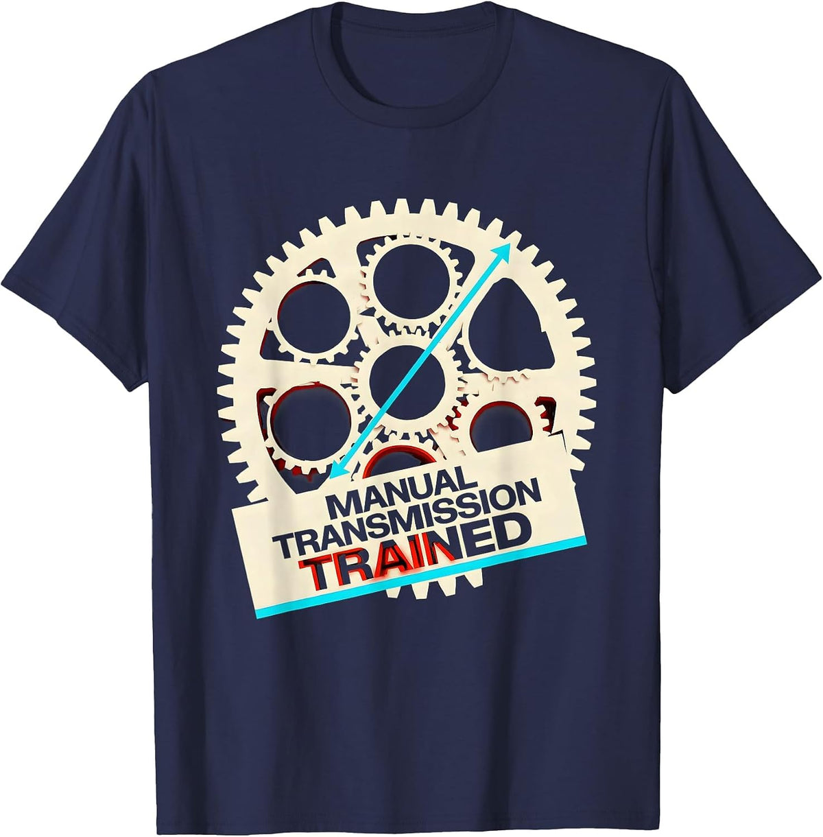 Men's Manual Transmission Trained New Wave Manual Car Gear Stick T-Shirt - Navy Blue