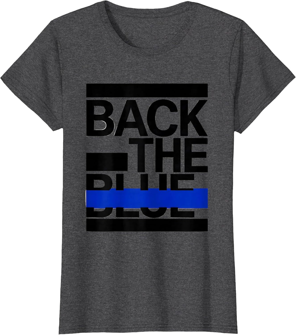 Women's Back The Blue Thin Blue Line Police Support Law Enforcement T-Shirt - Dark Heather Grey