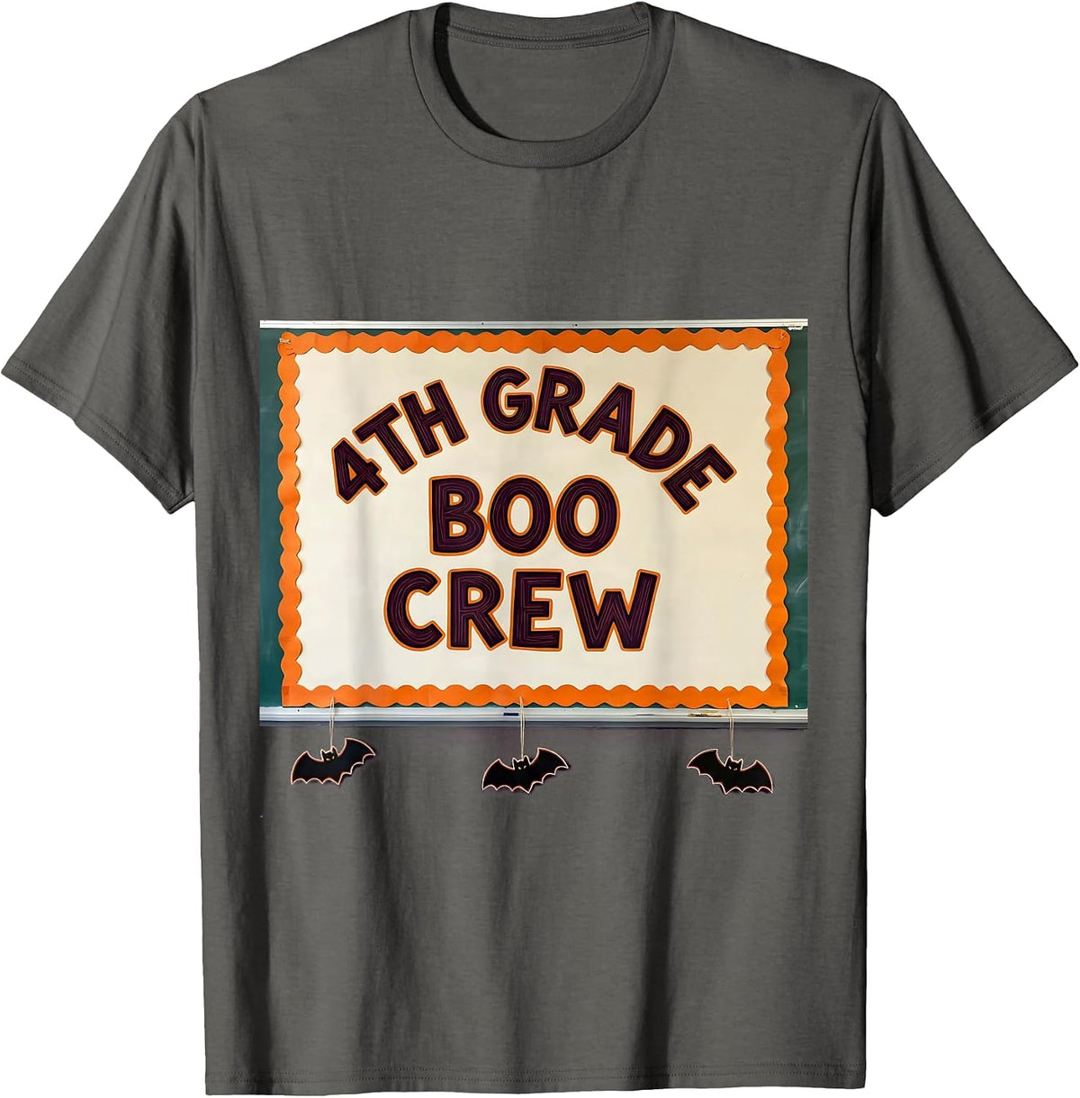 Men's 4th Grade Boo Crew Funny Halloween Teacher Student T-Shirt - Asphalt Grey