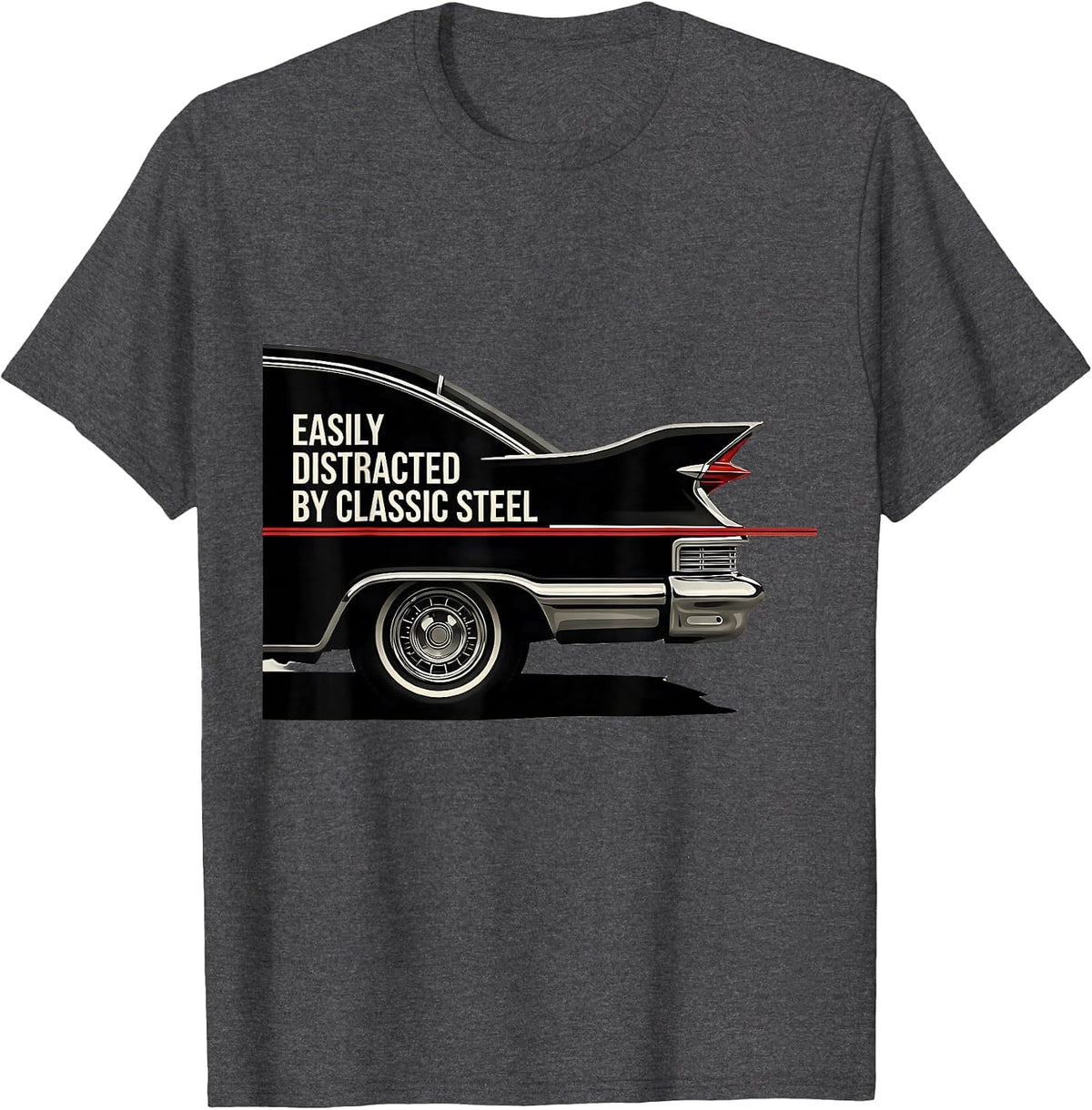 Men's Easily Distracted By Classic Steel Funny Classic Car Guy T-Shirt - Dark Heather Grey