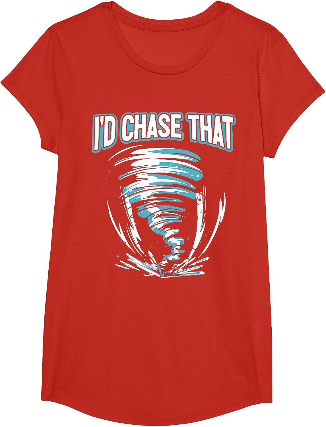 Tornado Chasing - I'd Chase that Storm T-Shirt - Girls Red