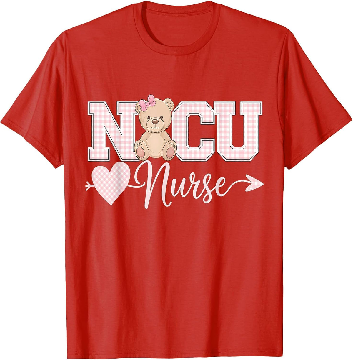 Coquette Bow NICU Team Neonatal ICU Nurse RN NICU Nursing T-Shirt - Red