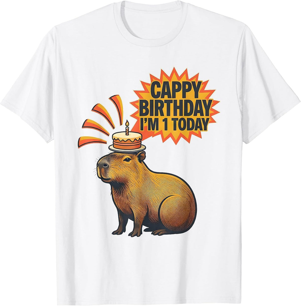 Men's Cappy Birthday I'm 1 Today Funny Capybara Kawaii Birthday T-Shirt - White
