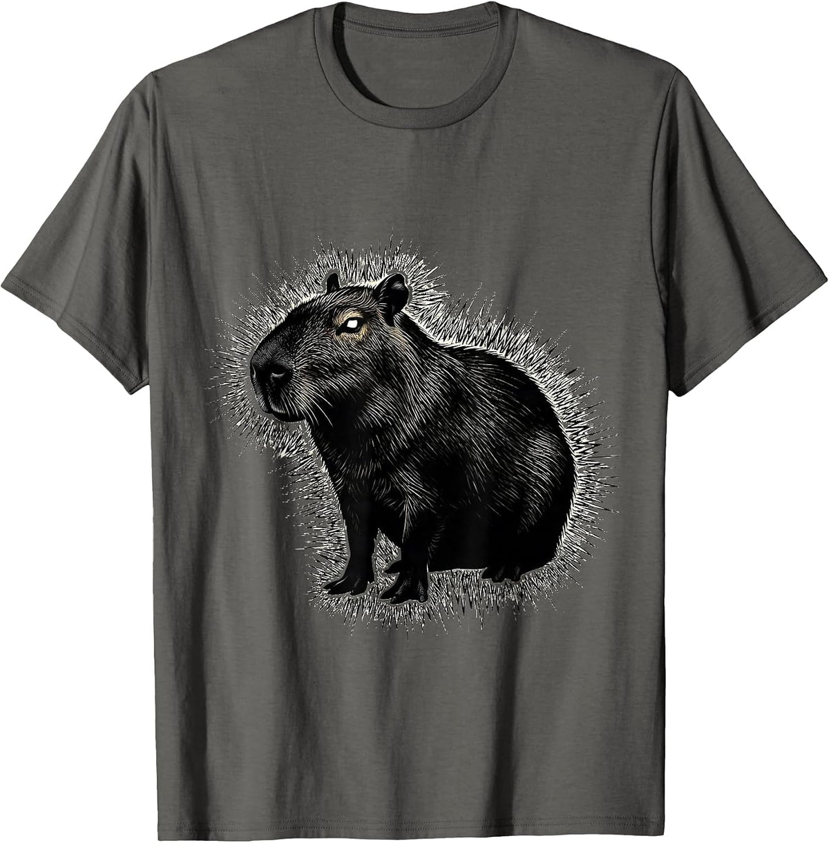 Capybara Silhouette Funny Animal Meme Humor T-Shirt - Asphalt Grey