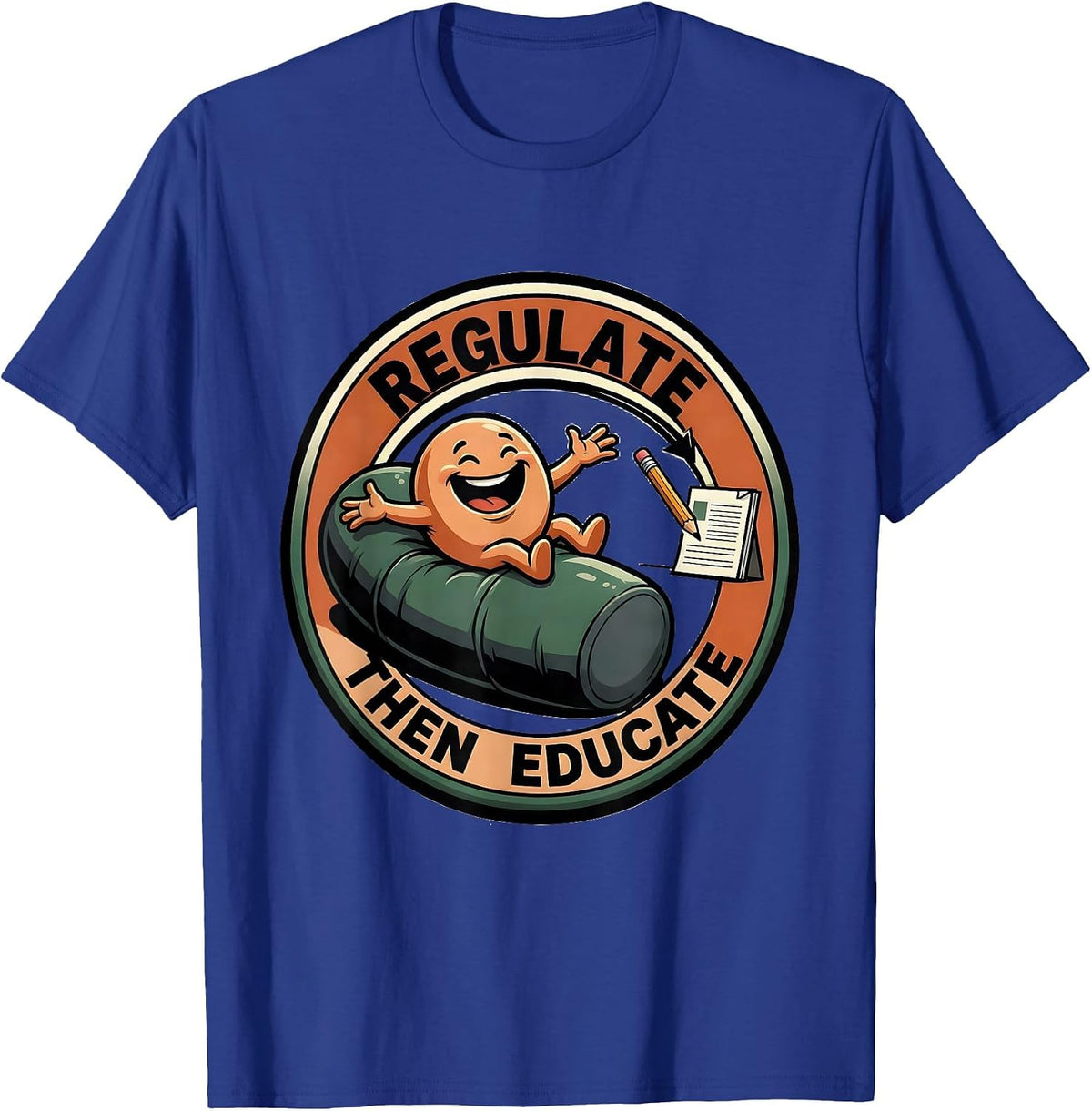 Regulate, Then Educate Cartoon Occupational Therapy Sensory T-Shirt - Royal Blue