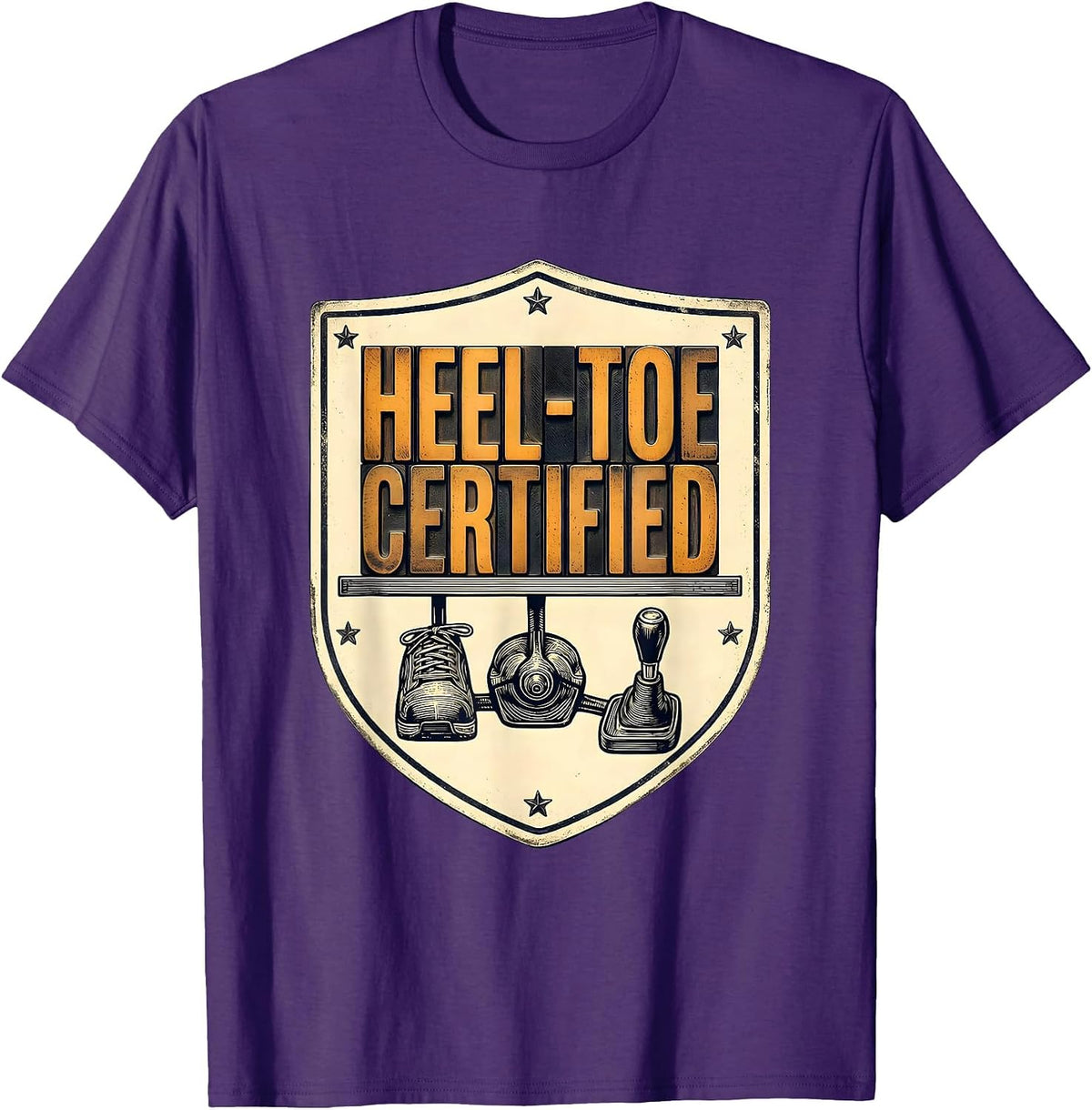 Heel-Toe Certified Manual Transmission Stick Shift Car Guy T-Shirt - Purple