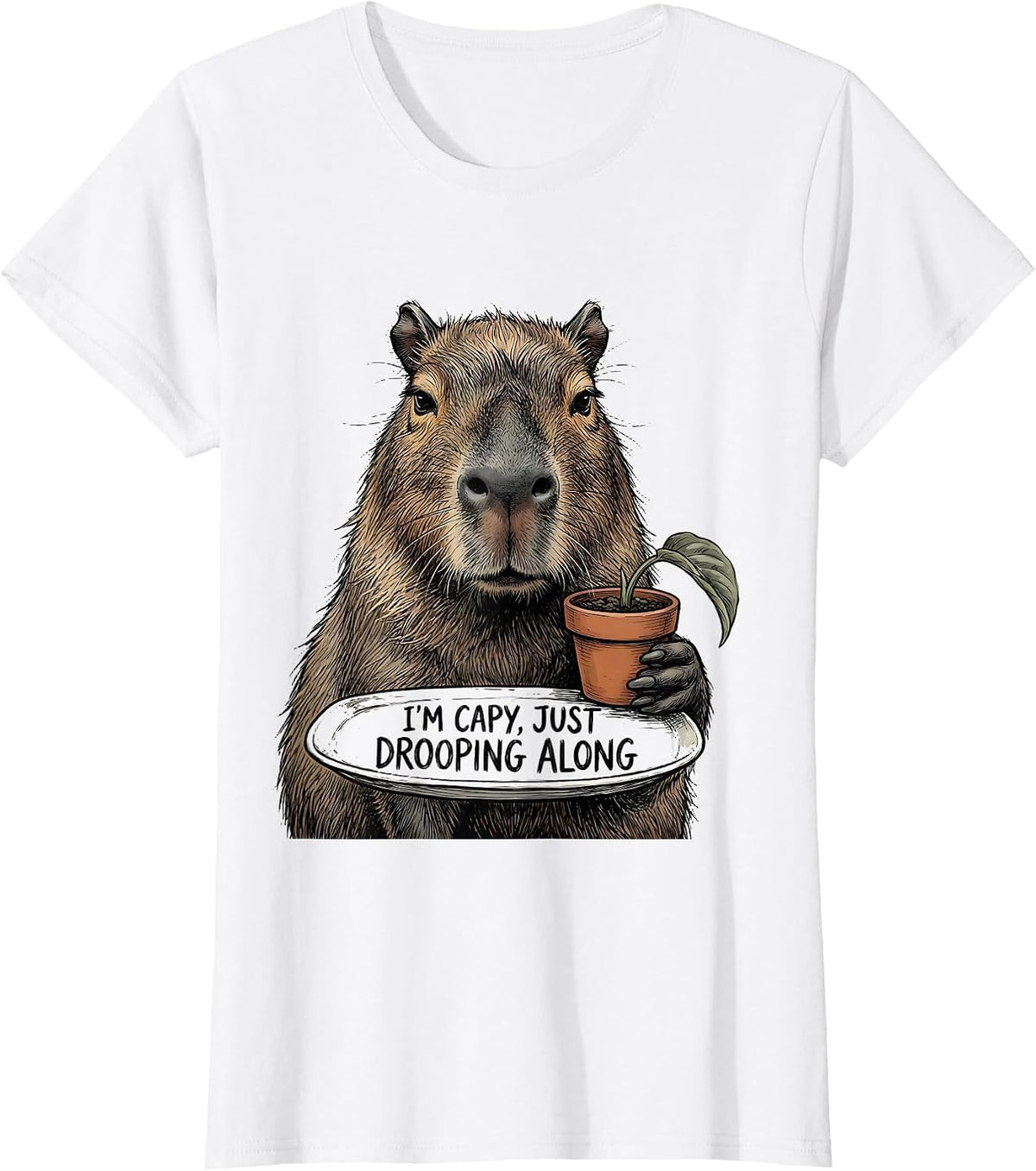 I'm Capy Just Drooping Along Funny Capybara Animal Lover T-Shirt - White