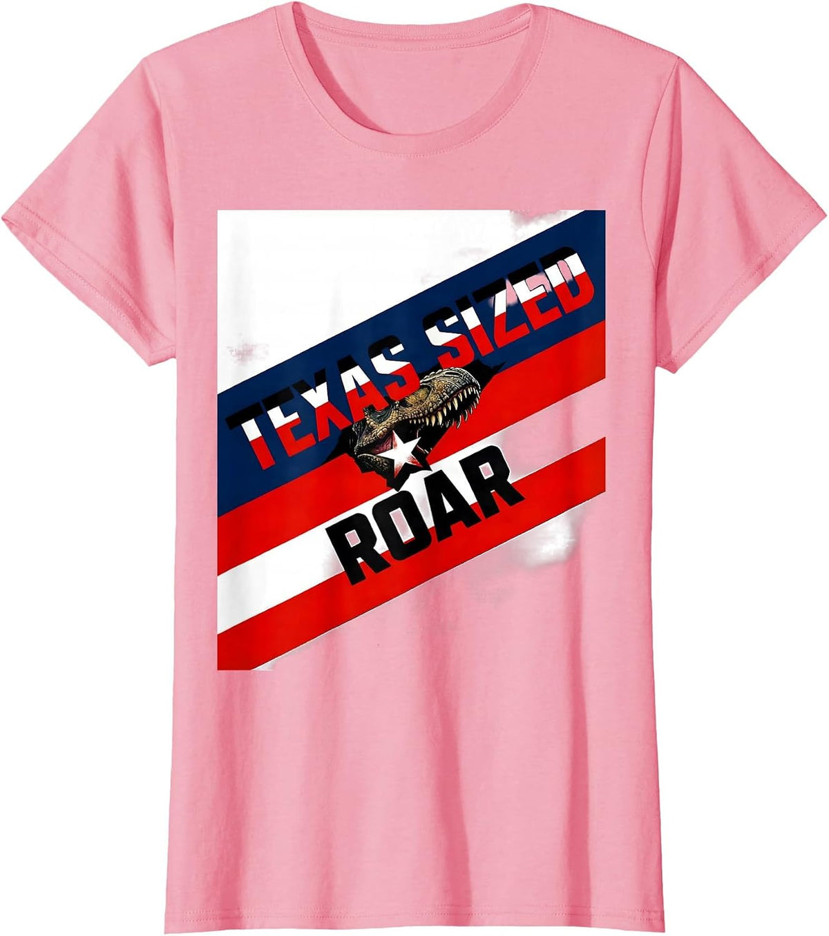 Women's Texas Sized Roar Funny Dinosaur Lover Kids State Pride T-Shirt - Pink