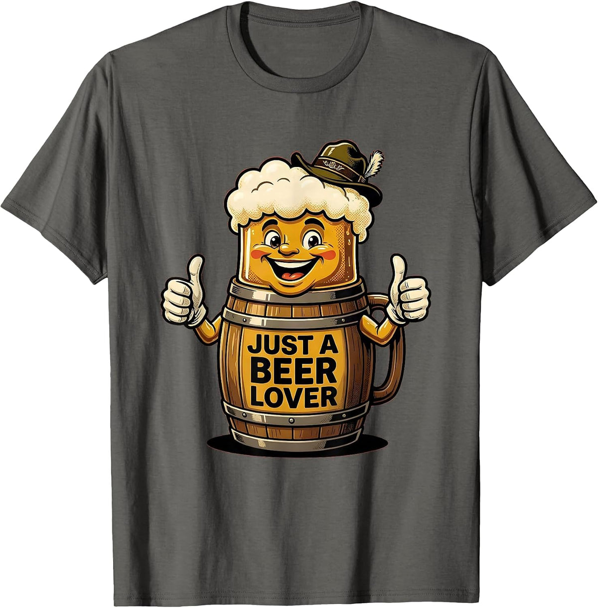 Just a Beer Lover Oktoberfest Graphic Design T-Shirt - Asphalt Grey