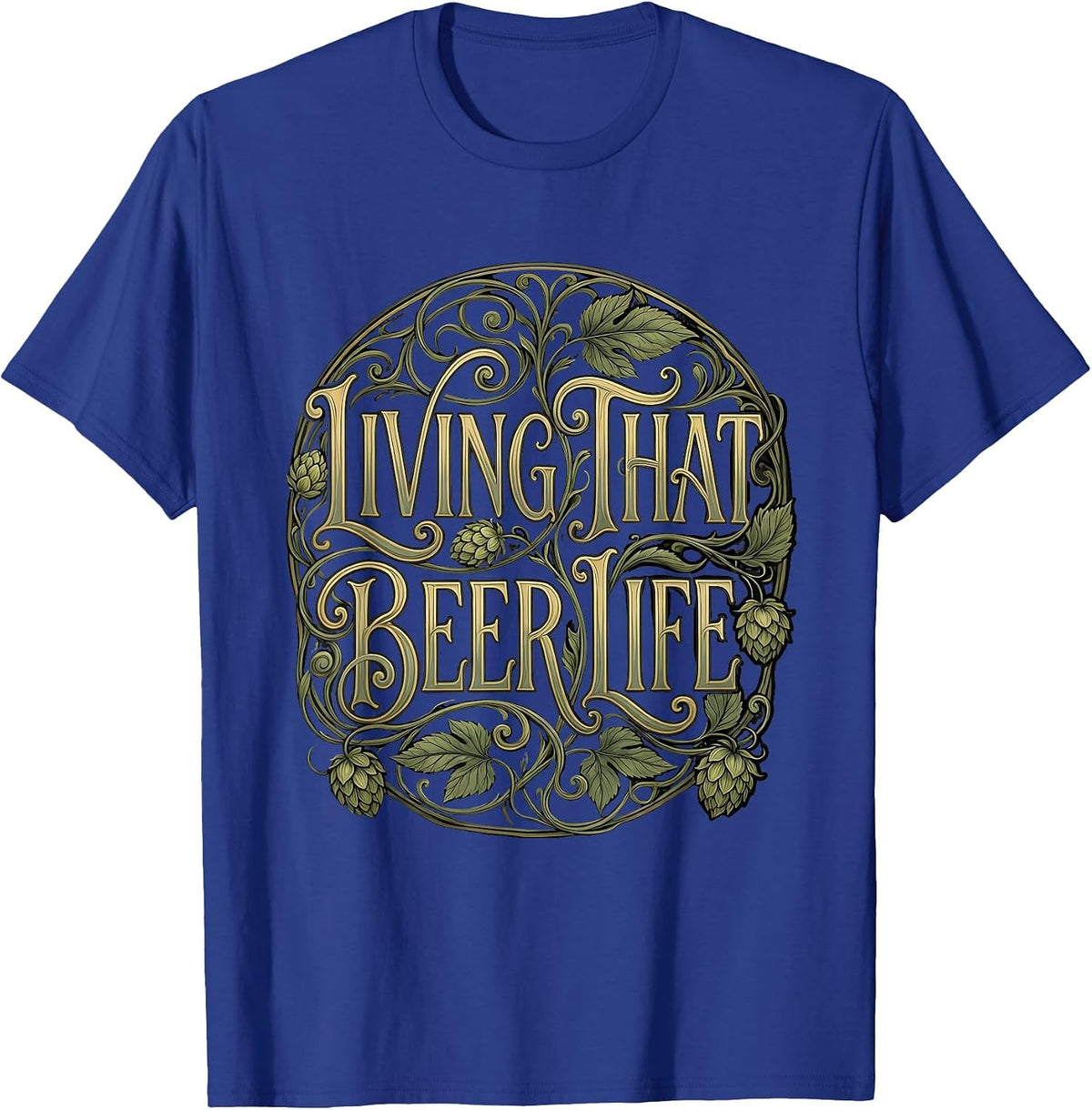 Men's Living That Beer Life Graphic Design T-Shirt - Royal Blue