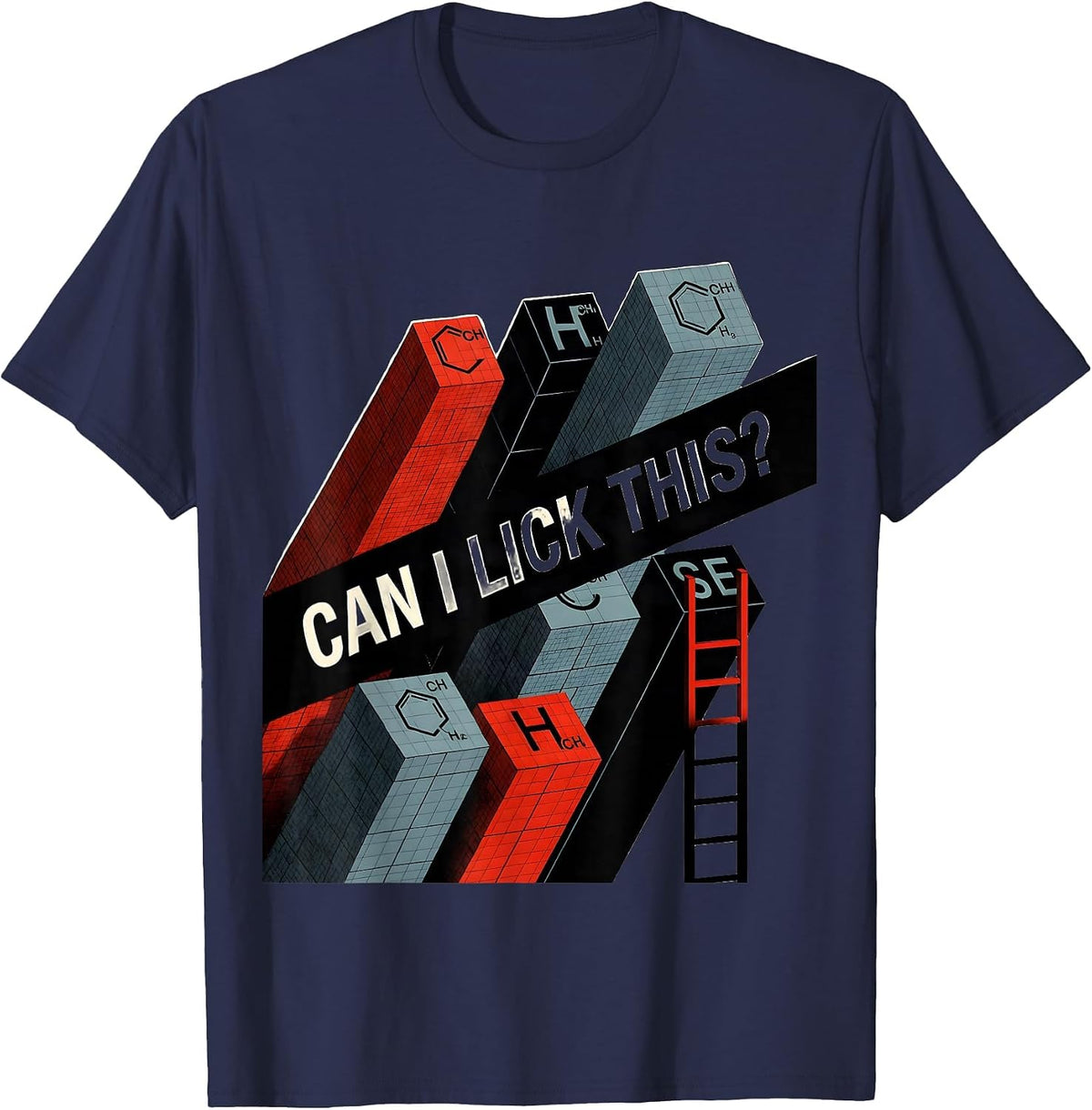Men's Can I Lick This Funny Periodic Table Science Teacher Gift T-Shirt - Navy Blue