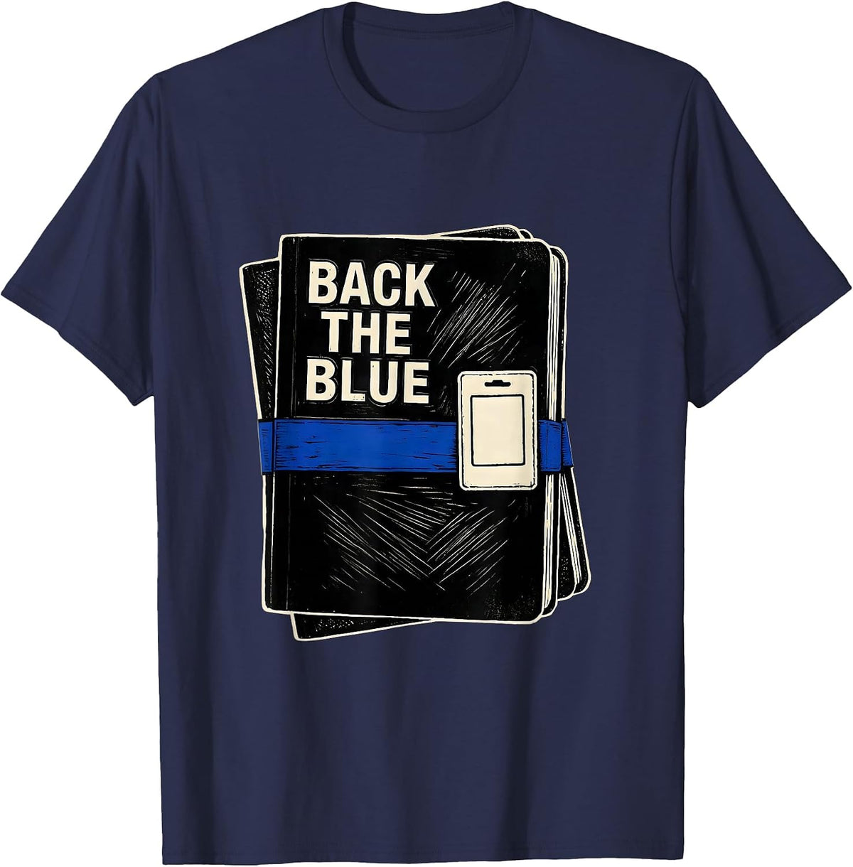Back The Blue Thin Blue Line Police Support Family Pride T-Shirt - Navy Blue