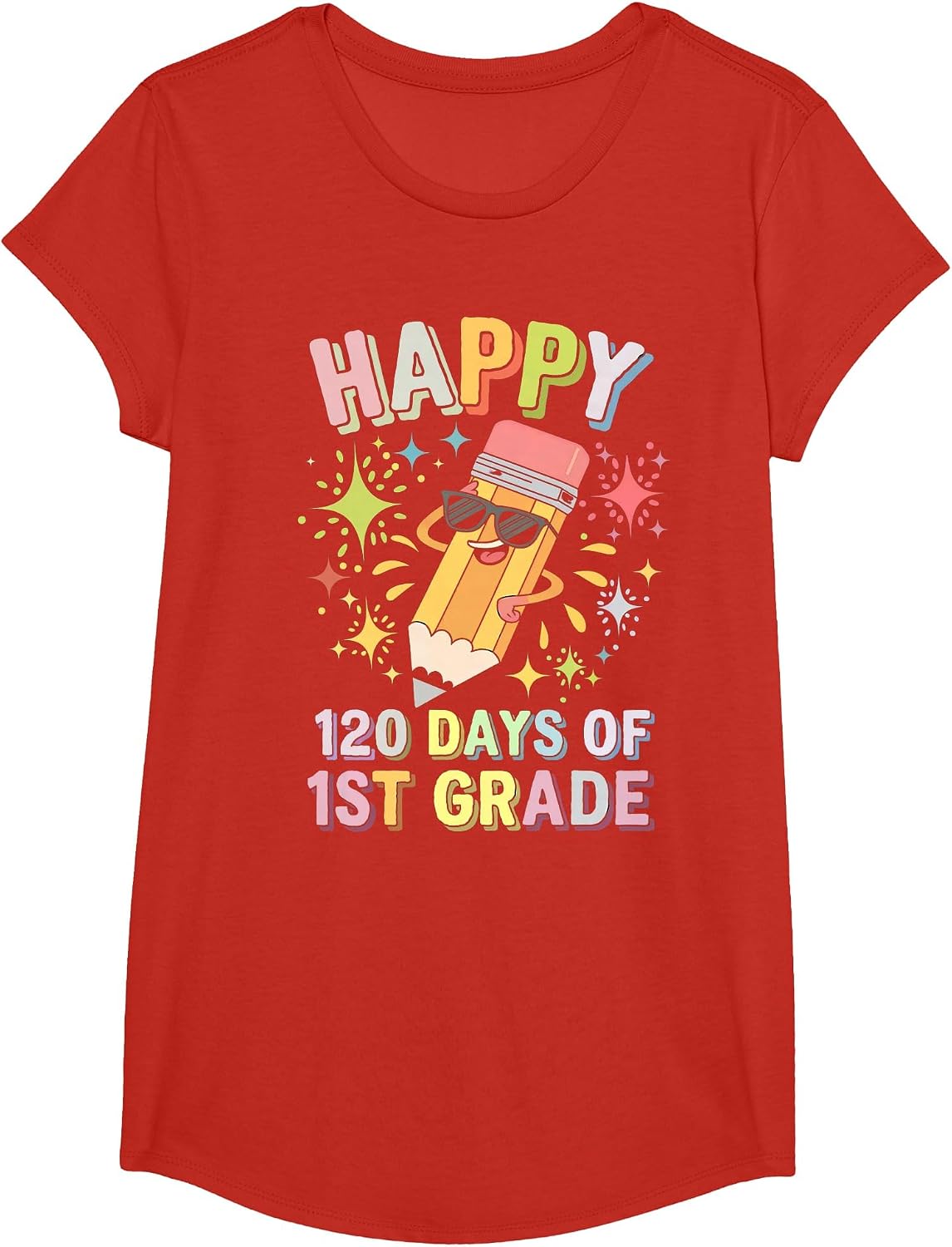 First 1st Grade 120 Days of School Teacher Kids Classroom T-Shirt - Girls Red