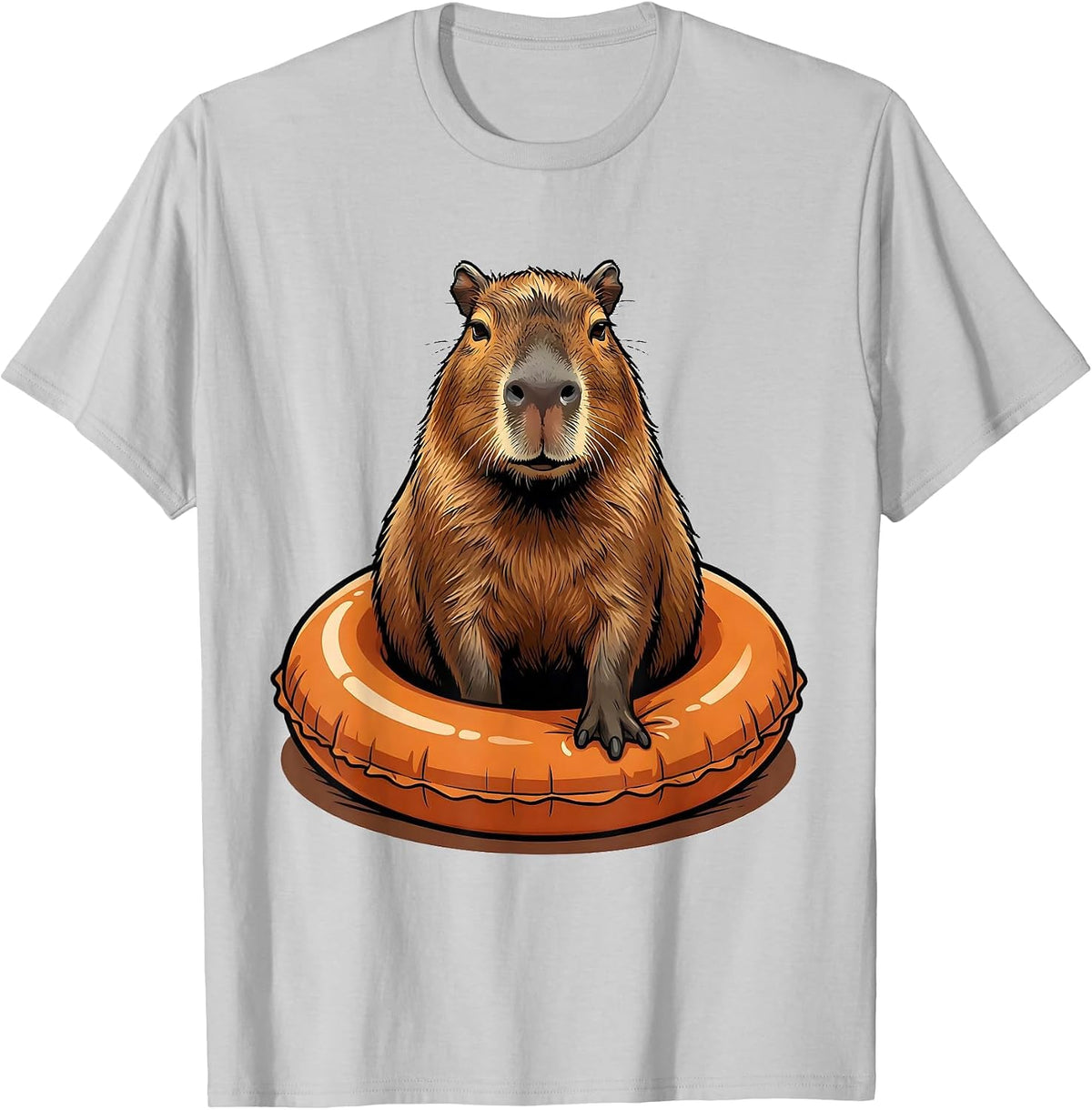 Men's Capybara Cartoon Funny Animal Lover Humor T-Shirt - Silver Grey