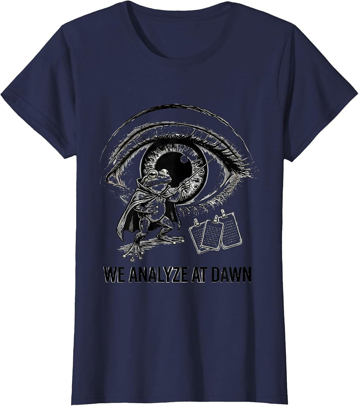 Women's We Analyze At Dawn Funny Frog Teacher Reader Back To School T-Shirt - Navy Blue