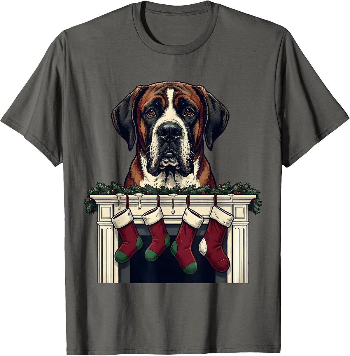 Men's Great Dane Harlequin Holiday Dog Lover Gift T-Shirt - Asphalt Grey