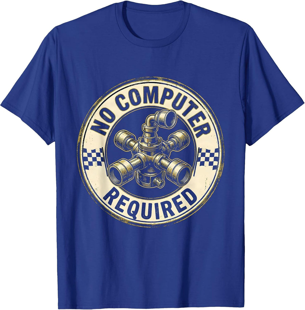 No Computer Required Vintage Muscle Car Racing Enthusiast T-Shirt - Royal Blue