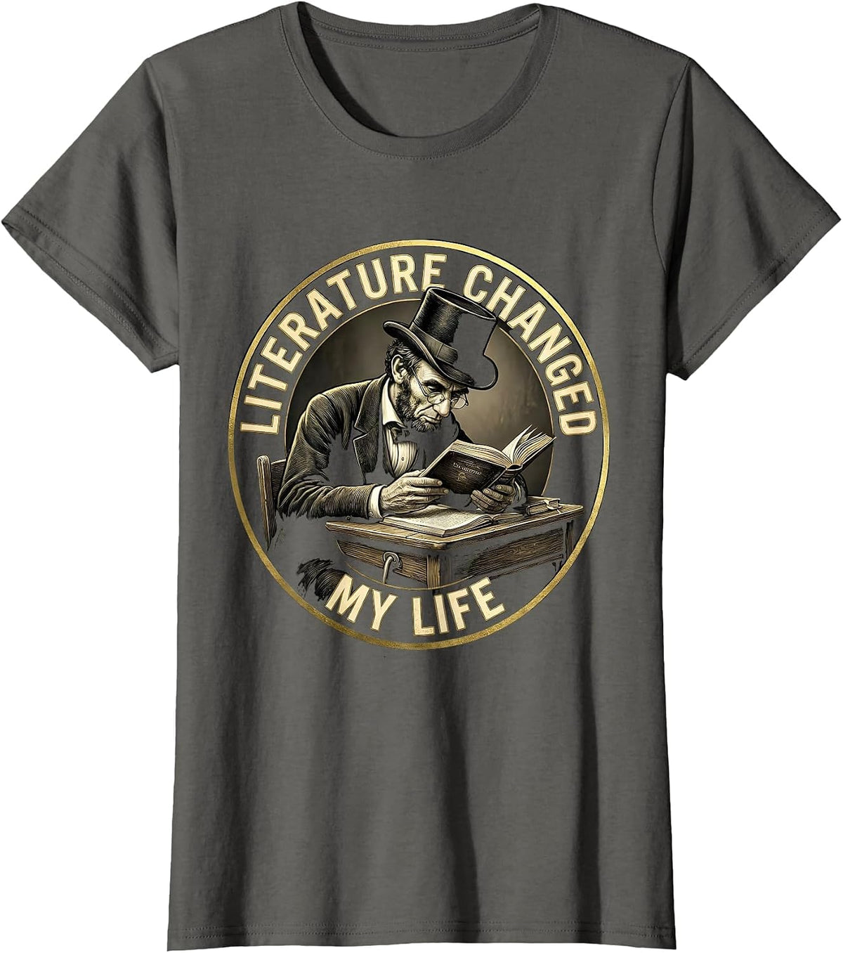 Women's Literature Changed My Life English Teacher Design T-Shirt - Asphalt Grey