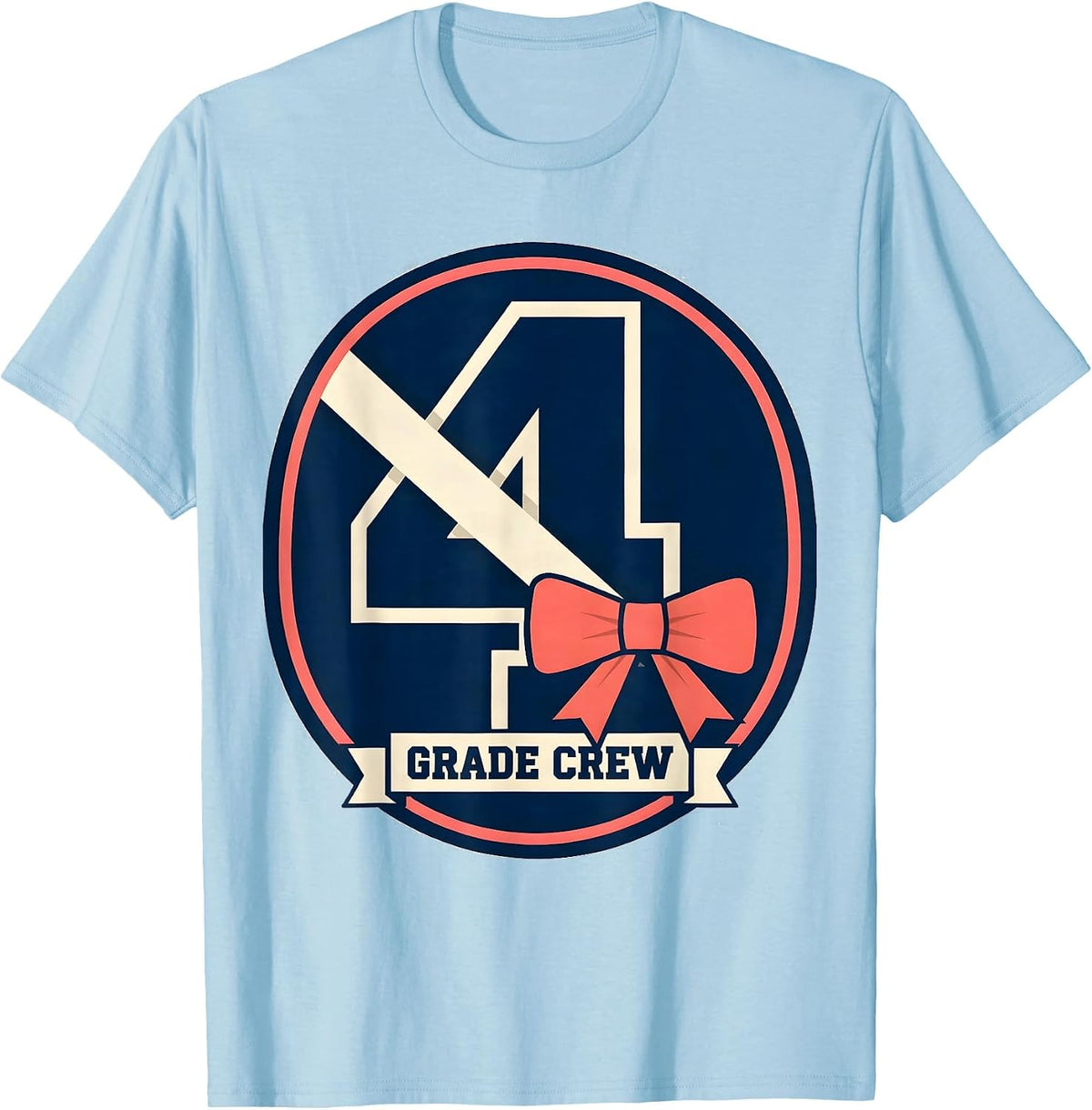 Men's 4th Grade Crew Sports Back to School Coquette Bow T-Shirt - Baby Blue
