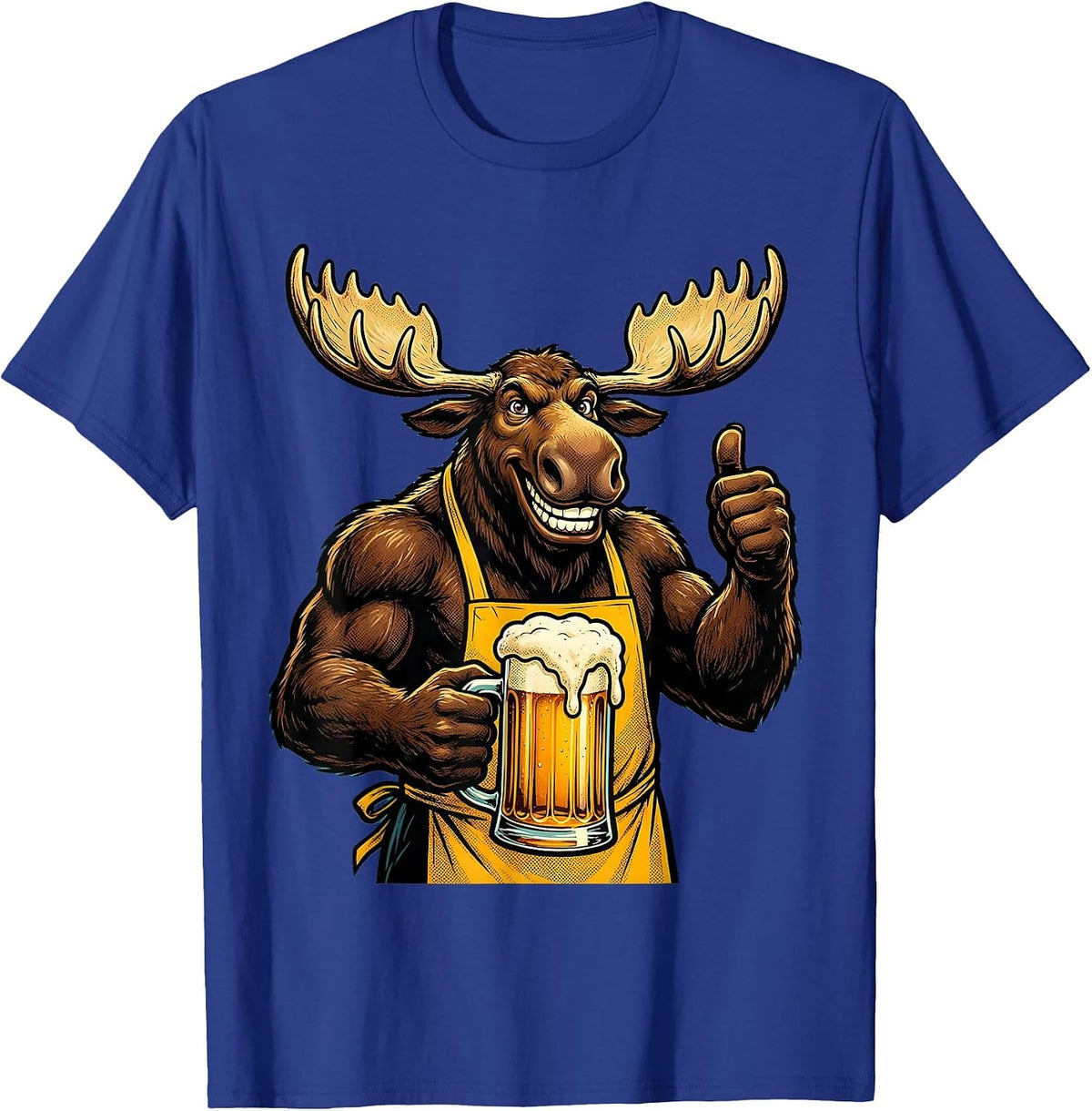 Men's Bull Moose Beer Drinking Mountain Stream Graphic T-Shirt - Royal Blue