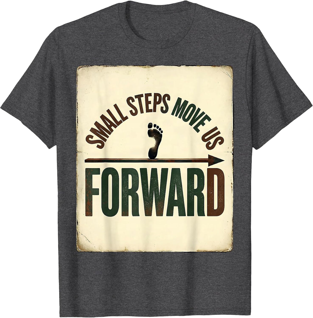 Men's Small Steps Move Us Forward Vintage Occupational Therapy OT T-Shirt - Dark Heather Grey