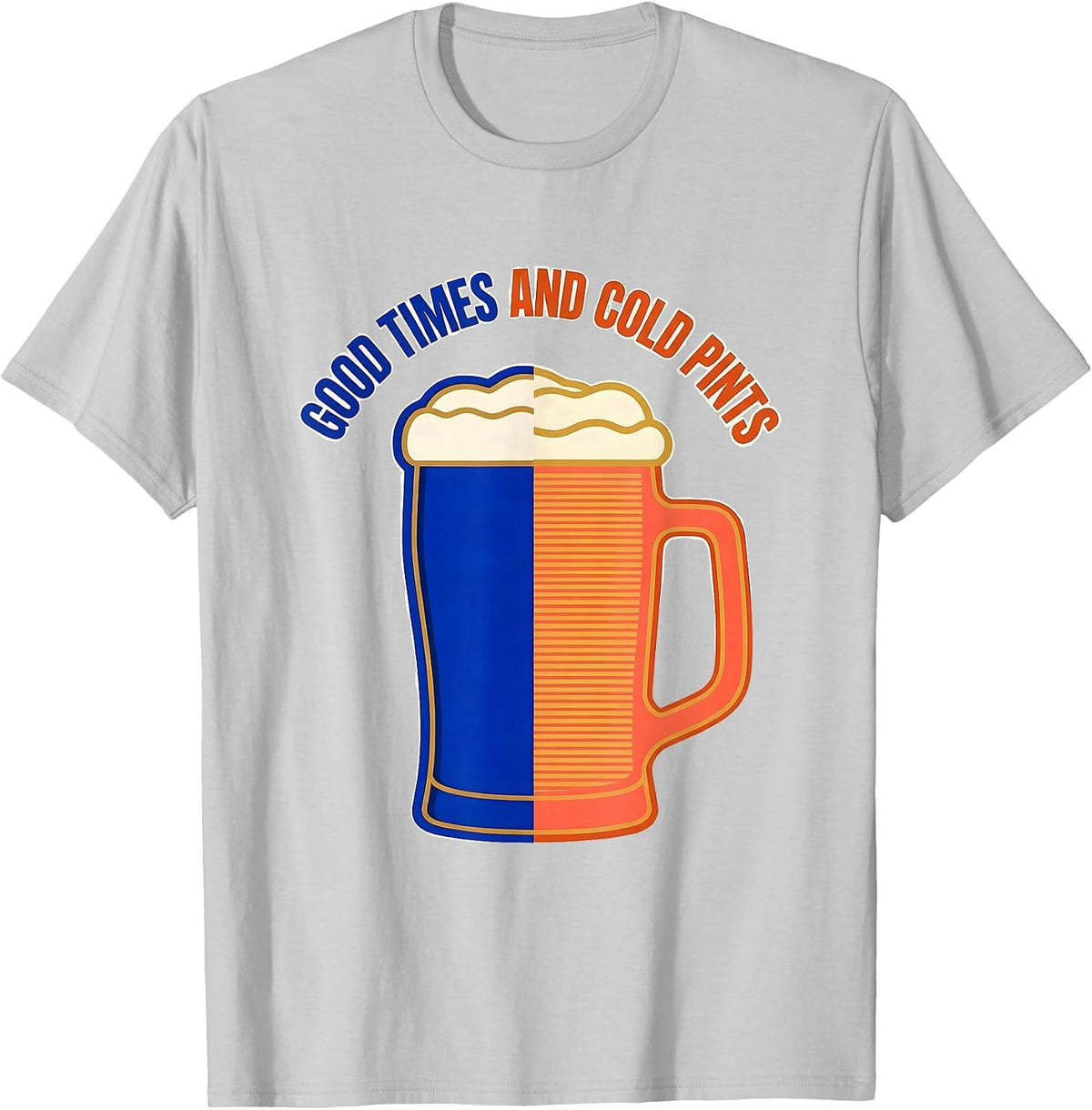 Men's Good Times and Cold Pints Beer Lover Design T-Shirt - Silver Grey